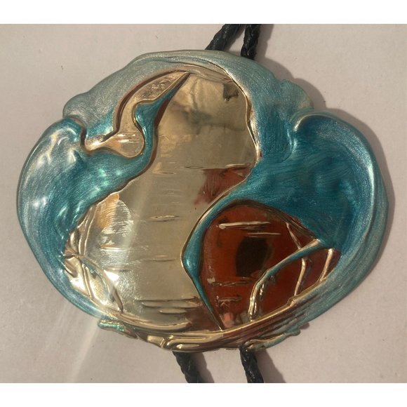 Vintage Metal Bolo Tie, Nice Swan, Goose, Duck Design, Nice Western Design, - Picture 1 of 5